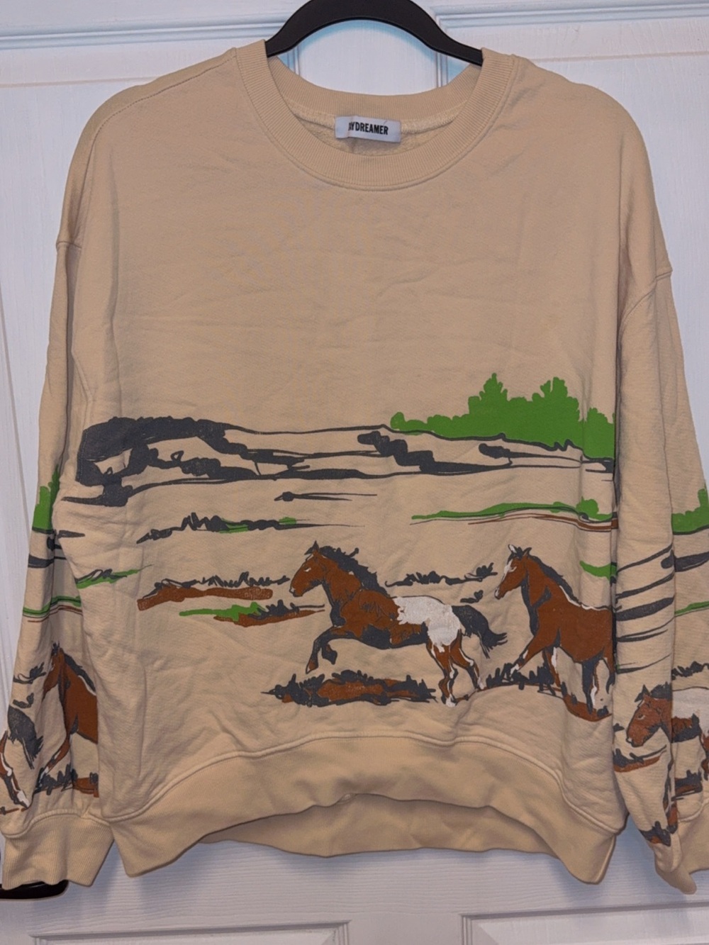 Daydreamer Running Horses Oversized Crewneck Sz M - Picture 3 of 5